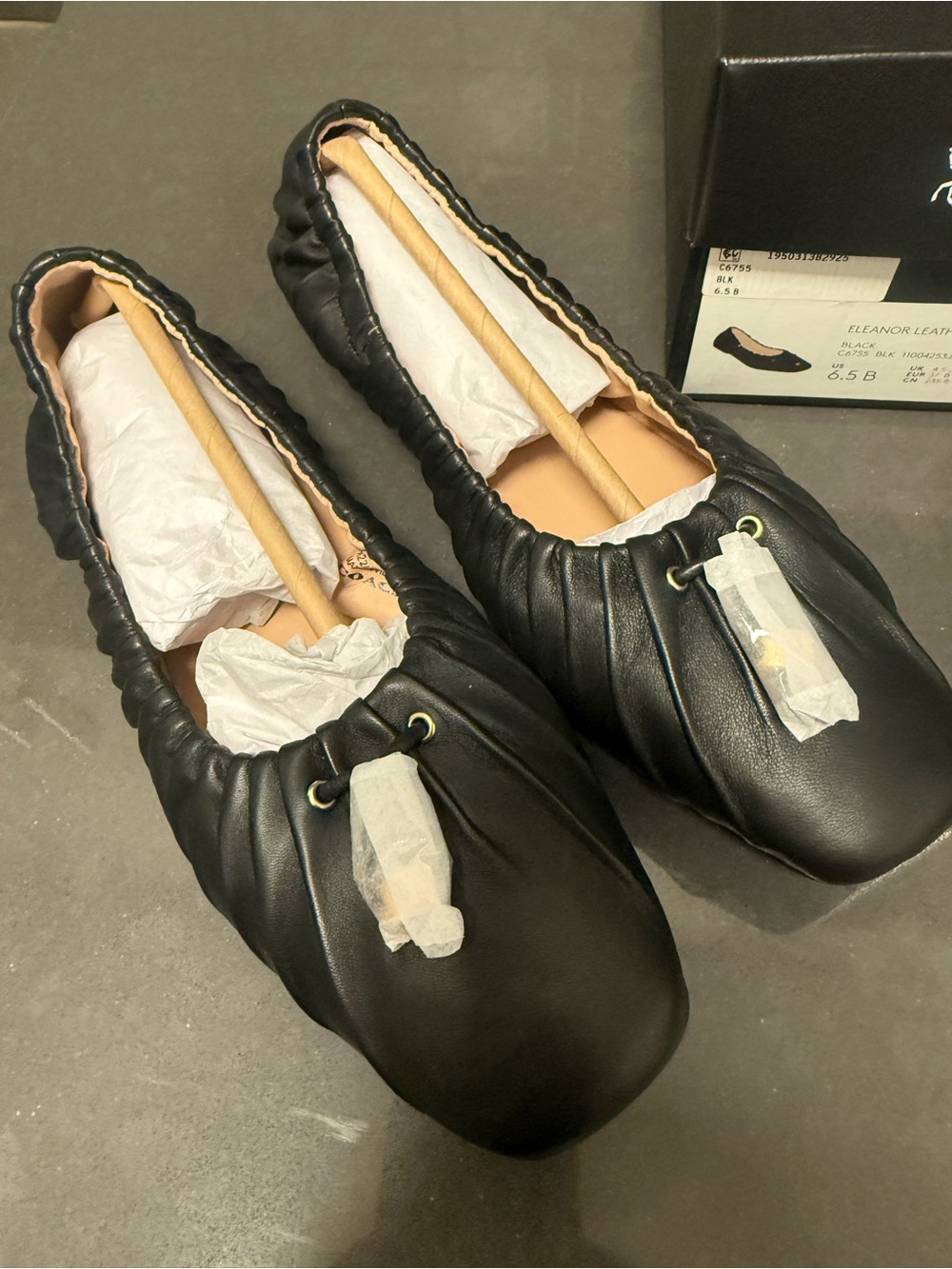Coach Black Leather Women's Ballet Flats Brand New w box